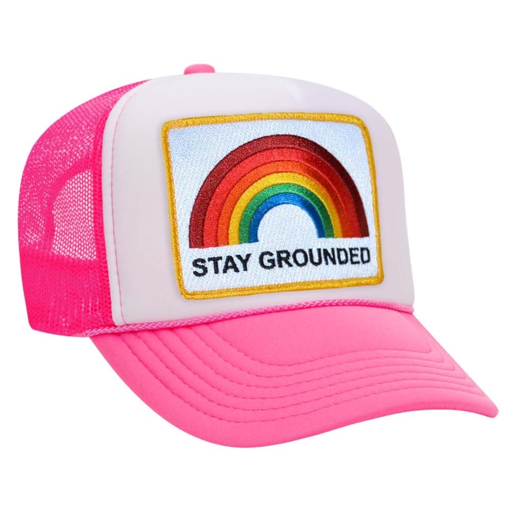 Aviator Nation Pink Hat with Rainbow Patch